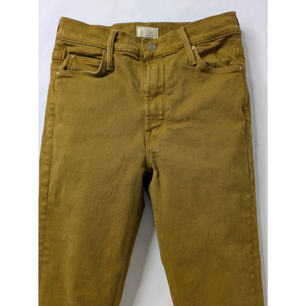 MOTHER Mid Rise Dazzler Ankle Fray Jeans 26 Tapenade Play Date Brown Crop Flare - Picture 4 of 14